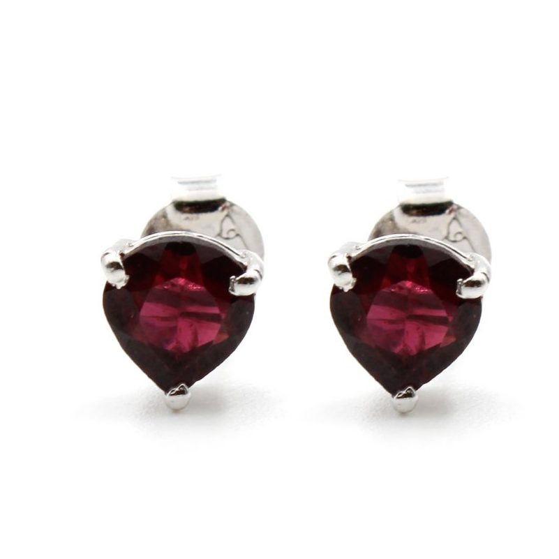 Garnet Heart Studs